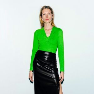 Zara Green Knotted Top Size M